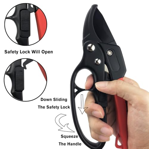 Professional Ratchet Anvil Pruning Shears, Heavy Duty Carbon Steel Anvil Pruner with Ratcheting Labor-Saving Mechanism, Reinforced Non-Slip Handle Garden Clippers for Tree Trimming (Yellow) - color: Yellow
