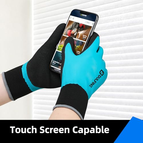 DULFINE Waterproof Touch Screen 1/3 Pairs Work Gloves for Men & Women - size: Medium
