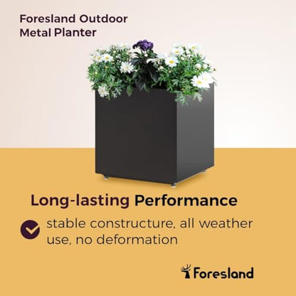Large Cube Metal Outdoor Planter Box 20Wx20Dx21.5H - color: Black, size: 20Wx20Dx21.5H