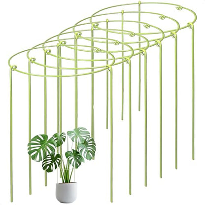 6-Pack Heavy Duty Plant Stakes and Supports for Indoor Outdoor Plants, Metal Support Stakes & Cage Rings, Ideal for Monstera, Peonies, Roses (8" W x 14" H) - size: 8"W x 14"H, 6-Pack