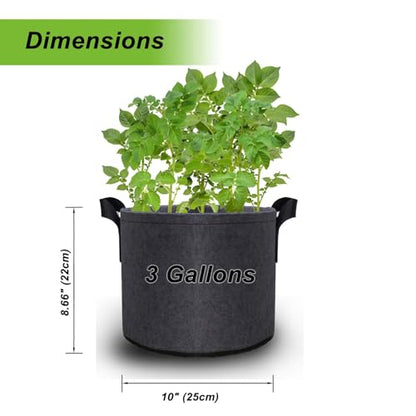 3 Gallon Grow Bags Set of 5,Thickened 300G Non-Woven Fabric Pots for Plants Outdoor - Reinforced Handles, Tear-Resistant Planter Pots Black Pot for Vegetables, Flowers, Gardening Supplies - size: 3 Gallons