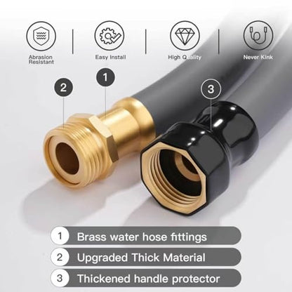 Garden Hose 5/8"x 50ft Brass Rubber Heavy Duty Water Hose 600 PSI Grey - color: Gray, size: 50FT