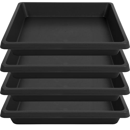6 Inch 4 Pack Square Plant Saucer, Plant Trays for Pots, Plant Saucers for Indoors and Outdoors, Water Catcher Tray, 8 10 12 14 16 18 20 inch Seed Starting Tray, Growing Trays (6"-Black) - color: Black, size: 6"(4Pack)