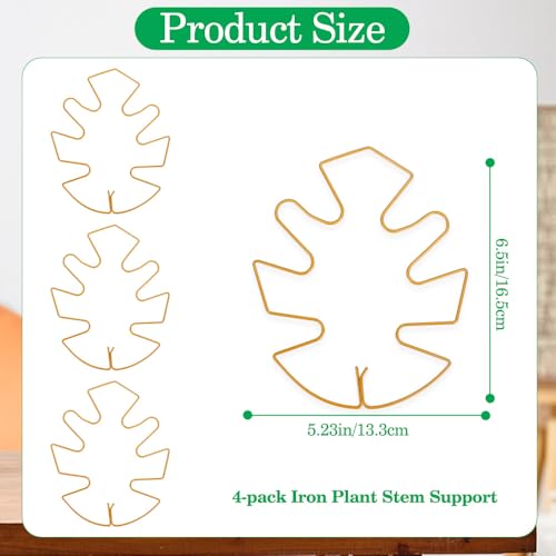 4PCS Iron Monstera Plant Support for Indoor Plants Plant Stem Holder Plant Stuff Plants Rings for Support Stabilizer for Monstera Bamboo Flower for Growth Garden Tools Gifts for Gardeners - color: Gold, size: 5.1" X 6.29"