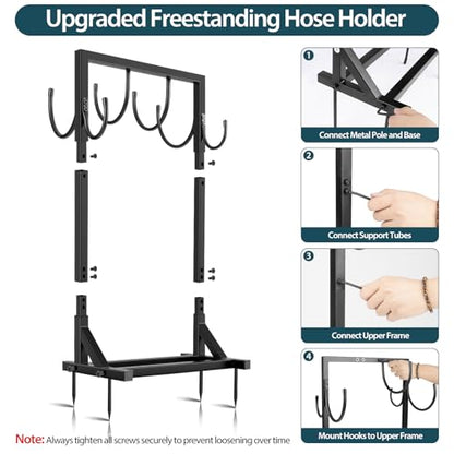 BOLITE Garden Hose Holder, Heavy Duty Freestanding Water Hose Holder, 150ft - color: Black