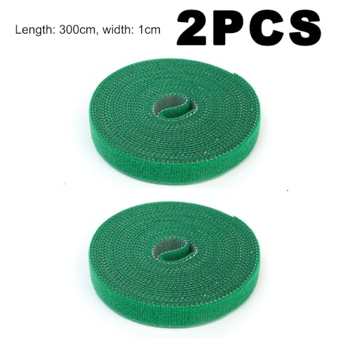 Green Nylon Plant Ties Reusable Cable Hook Loop Organizer Strap Support Double Side Fastener Tape Home Garden Accessories (2roll,3m*1cm) - color: 2roll,3m*1cm