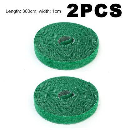 Green Nylon Plant Ties Reusable Cable Hook Loop Organizer Strap Support Double Side Fastener Tape Home Garden Accessories (2roll,3m*1cm) - color: 2roll,3m*1cm