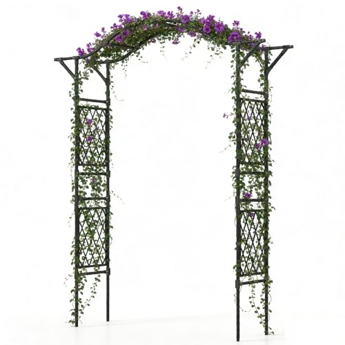 IRONMAX 67''W x 83''H PE-Coated Metal Garden Arch for Climbing Plants - size: 67" x 15.5" x 83"