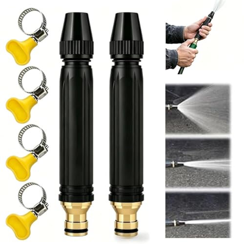 Heavy Duty High Pressure Hose Nozzle, Home High-Pressure Car Wash Water Gun with Booster Nozzle and Hose, 3-Modes Adjustable Multi Function Lawn & Garden Watering Sprayer