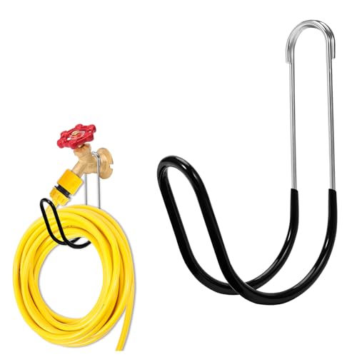 Metal Garden Hose Holder Wall Mounted Water Hose Holder for Outside Yard 304Stainless Steel Solid Hose Hanger Holds Up to 50Ft(1, Black) - color: Black