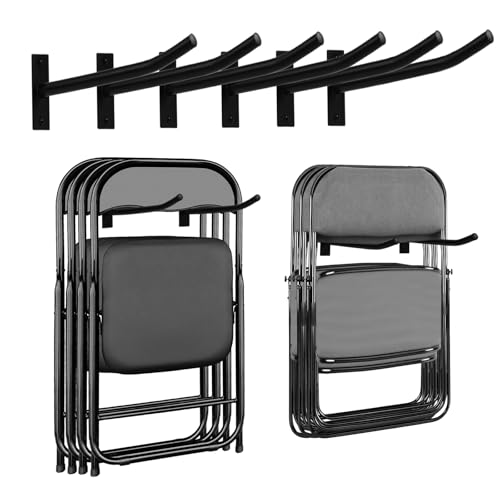 Garage Storage Mechanism Wall Mounted, Folding chair storage rack,Garden Tool Rack Manager Heavy-Duty Folding Chair, Suitablefor Car Tires, Ladders, Chairs, Strollers (Black (3-pack)) - color: Black (3-pack)