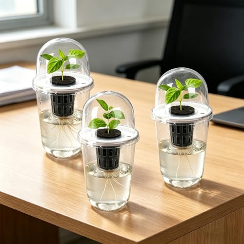 Ronyes 8-Pack Clear Hydroponic Nursery Pots with Vented Domes
