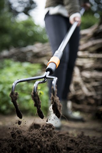 Fiskars QuikFit 3 Prong Cultivator, for Optimal Bed Preparation and Care, Tool Head, Length: 31 cm, Width: 12.5 cm, Black/Orange, 1000680 - style: Cultivator