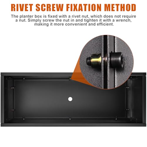 40"x16"x24" Steel Planter Box, Metal Large Rectangular Planter - color: Black, size: 40"L x 16"H x 24"W