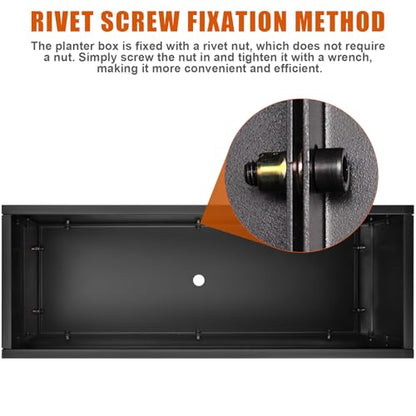 40"x16"x24" Steel Planter Box, Metal Large Rectangular Planter - color: Black, size: 40"L x 16"H x 24"W