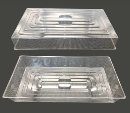 RooTrimmer 10 Pcs Humidity Dome, Plastic Clear Seed Starter Dome 1020 Tray Covers Humidifying and Insulating for Greenhouse Germination and Garden Growing (21.5"×11.5", 3.15" Height, 10-Pack) - size: 1020 3.15 Inch Dome-10P