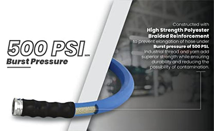 AG-LITE BSAL3406 3/4" x 06' Hot/Cold Water Rubber Garden Hose, 100% Rubber, Ultra-Light, Super Strong, 500 PSI, 50F to 190F Degrees, High Strength Polyester Braided - size: 3/4" x 6'