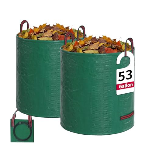 for 2 Pack-53 Gallon Reusable Yard Waste Bags Lawn and Leaf Bags - size: 1 Count (Pack of 2)