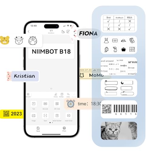 NIIMBOT Thermal Transfer Labels 0.55''x1.57'', Only for N1(B18) Label Maker - color: 0.55''×1.57''-white