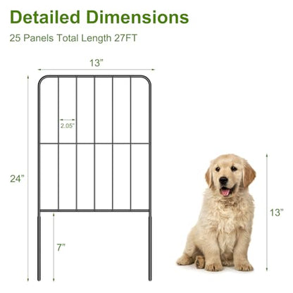 PINPON 25-Pack Square Garden Fence 24inH x 27ftL Rustproof Animal Barrier - size: 27ft-25pack