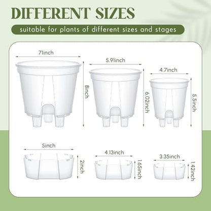 Wonderjune Self Watering Planter, 4.72'', 5.91'', 7.09'', Clear, 6 Pcs - color: Clear, size: 4.72'', 5.91'', 7.09''