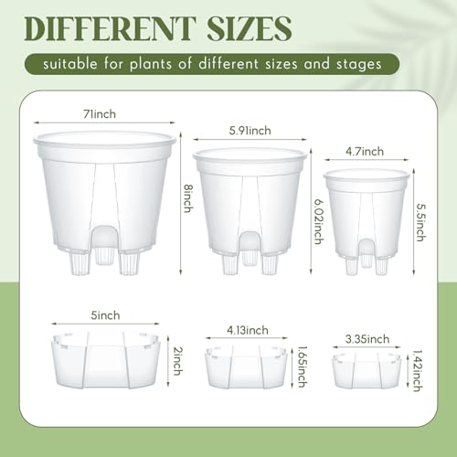 Wonderjune Self Watering Planter, 4.72'', 5.91'', 7.09'', Clear, 6 Pcs - color: Clear, size: 4.72'', 5.91'', 7.09''