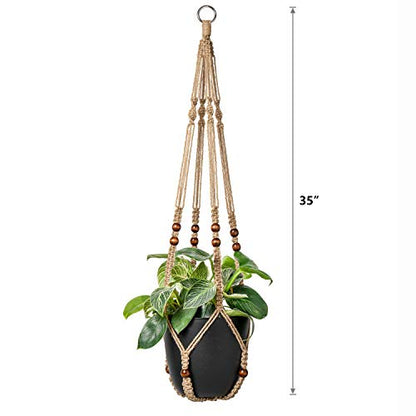Mkono Macrame Plant Hanger Indoor 35 Inch Hanging Planter Basket Brown 2Pcs - color: Brown