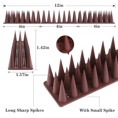 CIIC Bird Spikes, 20 Pack Pigeon Squirrel Raccoon Cat Deterrent Spike Outside Anti Robin Defender Outdoor to Keep Birds Away Roof Fence Window Nest 18.7 Feet(5.7m), Brown - color: Brown