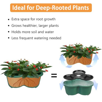 VECELO 7 Tier Vertical Garden Planter, Self Watering Stackable Planters with Wheels for Strawberries, Herbs, Flowers, Vegetables, Dark Green - color: Dark Green, size: 7 Tier