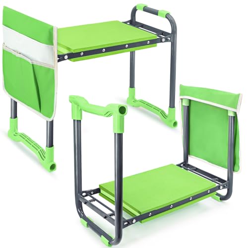 Folding Garden Stool and Kneeler, Heavy Duty Garden Kneeler and Seat, Kneeling Device for Gardening, Gardeners and Seniors (Green) - color: Green