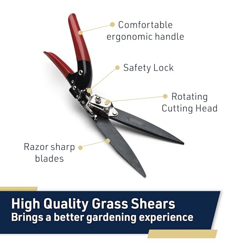 Kings County Tools Grass Shears - Garden Clippers with Rotating Handle