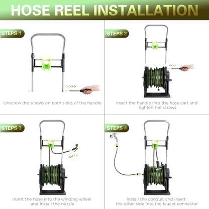 Pedal Hose Reel Cart with 82 ft of 1/2" Hose, Portable Water Hose Reel with Wheels, Garden Mobile Tools for Outside, Garden, Yard, Lawn