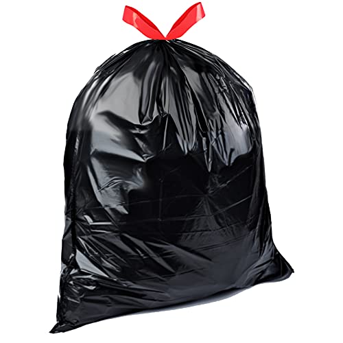 Amazon Basics Lawn & Leaf Drawstring Trash Bags, 39 Gallon, 40 Count, Black, Unscented