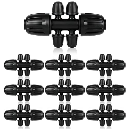 10 Pcs Barbed Tee 6-Way,1/2 to 1/4 Inch Tubing Irrigation Fittings - size: 10 Pcs 1/2 to 1/4 Inch Locked Barbed 6-Way