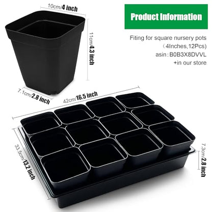 RooTrimmer Seed Starter Tray, 10 Packs Plant Tray, Durable Plastic Growing Trays, Stackable Seedling Starter Trays Perfect for Indoor, Outdoor, Greenhouses, 16.5" L x 13.2" W x 2.8" H - Black - size: 16.5" x 13.2" x 2.8" Tras - 10P