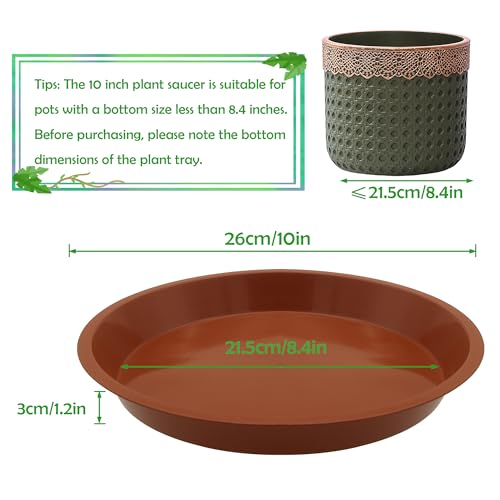 6 Pack 10 Inch Round Plant Saucers for Less 8.4 Inch Pot Indoors Outdoors Plant Trays for Pots Planter Saucer Plastic Planter Water Tray for Potted Plants Not-Clay (Terracotta, 10"(6pcs)) - color: Terracotta, size: 10"(6pcs)
