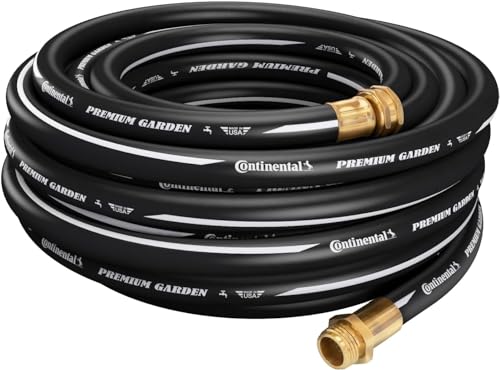 Continental Premium Garden Black Heavy Duty Cold Water Garden Hose, 5/8in Inside Diameter x 50ft Length, Male x Female Garden Hose Thread - color: Black, size: 50ft