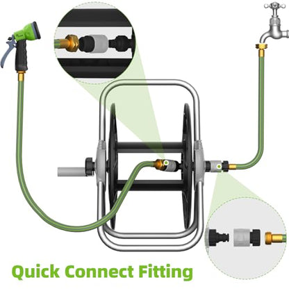 Water Hose Reel,Holds 60-80 Ft of 5/8" Hose - color: Black