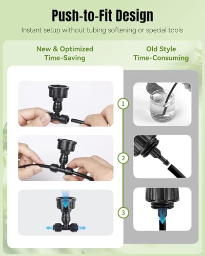 Pawfly 10 Pcs 3/4" to 1/4" Drip Irrigation Faucet Adapters, Quick Connect 3/4" FHT Faucet to 1/4" Tubing Connectors, Push-to-Fit Garden Hose Adapters, Anti-Leak Drip Irrigation Hose Connectors - size: 10pcs Dual-Port Adapters