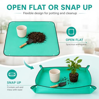 Waterproof Plant Repotting Mat | Mess-Free Indoor Gardening Mat for Succulents & Flower Potting | Foldable Transplanting Potting Mat, for Plant Lovers