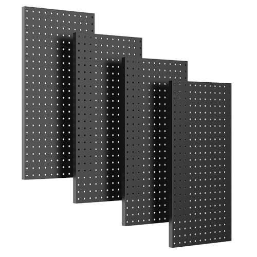 Ultrawall Metal Pegboard Wall Panels, Peg Boards for Garage Tool Storage - color: Black, size: 4PC