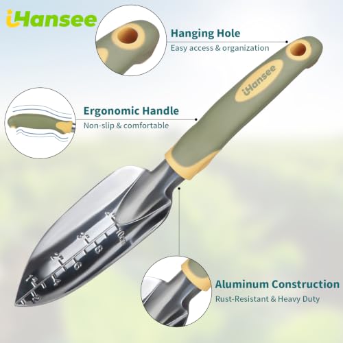 Green Garden Tools 4-Piece, Aluminum Alloy Gardening Hand Tool Set - color: green-4pcs