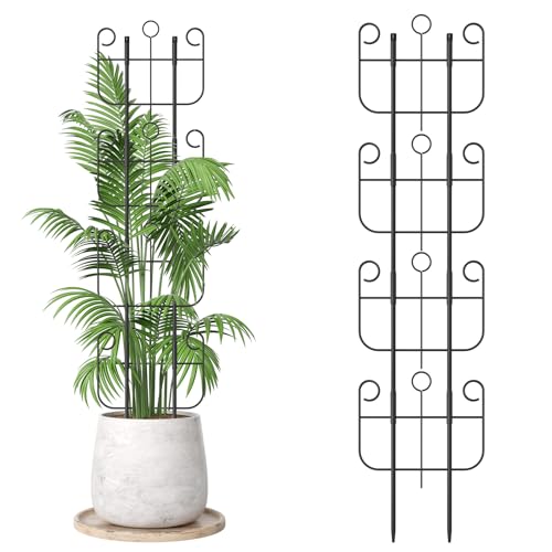 4 Pack Trellis for Climbing Plants Indoor, Expandable Heavy-Duty Metal Trellis for Potted Plants Outdoor, Flowers Vine Ivy, Sturdy Houseplant Pothos Plant Climber Support - size: 4 Pack-17in(H)x12.6in(L)