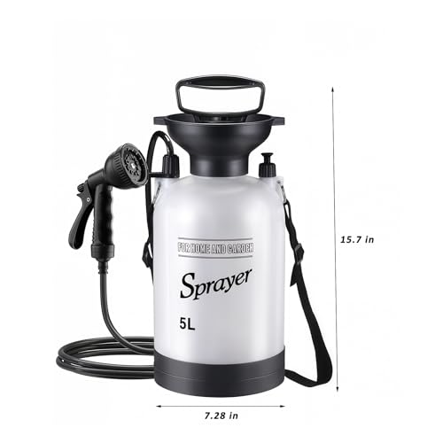 5L Hand Press Portable Shower, 10 Spray Modes with Removable Hose & Shower Head, No Electric Needed – Ideal for Camping Hiking Travel Beach Garden Pet Shower - color: white 5L