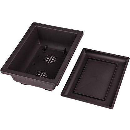 MUZHI 6PCS/Pack Retro Style Basin Larger Plastic Flower Pot Planters 8.9 Inch Bonsai Plant Bowl Nursery Pots Plastic Bonsai Training Pots Rectangle Large - size: 6pcs large rect 8.9"