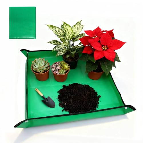 26" x 26" Repotting Mat for Indoor Plants - Waterproof Plant Potting Tray, Portable Gardening Mat for Succulents Soil Mess Control