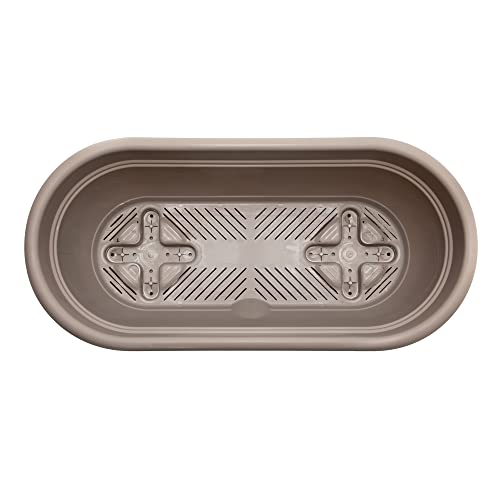 Bloem: Lucca Self Watering Window Box Planter: 18" - Charcoal Gray - Durable Long Lasting Plastic Pot, Indoor Outdoor Use, Gardening, 2.5 Gal Capacity - color: Pebble Stone