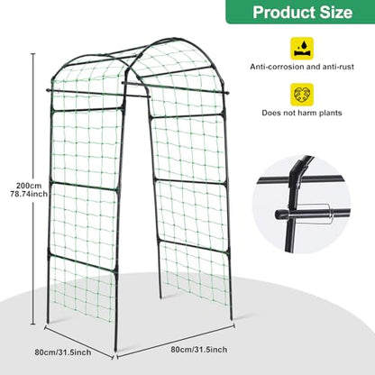 Garden Arch Cucumber Trellis for Climbing Plants 6.7ft Black - size: 78.7 x 31.5 x 31.5 in, Arch, Black