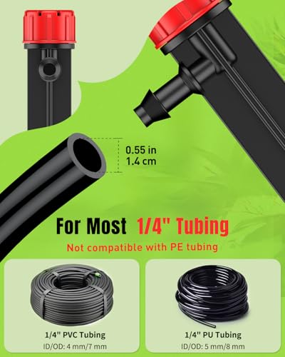 Pawfly 60 Pcs Drip Irrigation Emitters, Garden Drippers for Plants Watering System, Sprinkler Heads with Adjustable 360 Degree Water Flow, Drip Emitters for 1/4" Drip Irrigation Tubing - size: 60pcs 1/4" Drip Emitters