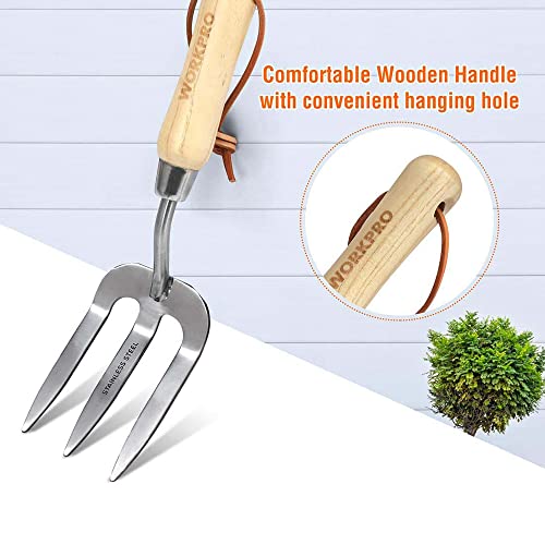 WORKPRO W005010WE 4 Piece Garden Tool Set – Heavy-Duty Stainless Steel, Includes 4 Hand Tools (1 Kit)